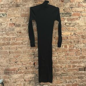 Cos Knit Turtleneck Fitted Black Midi Dress